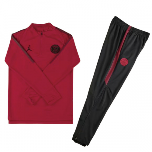 Kids PSG Air Jordan 18/19 Sweat Top Tracksuit Dark Red With Pants